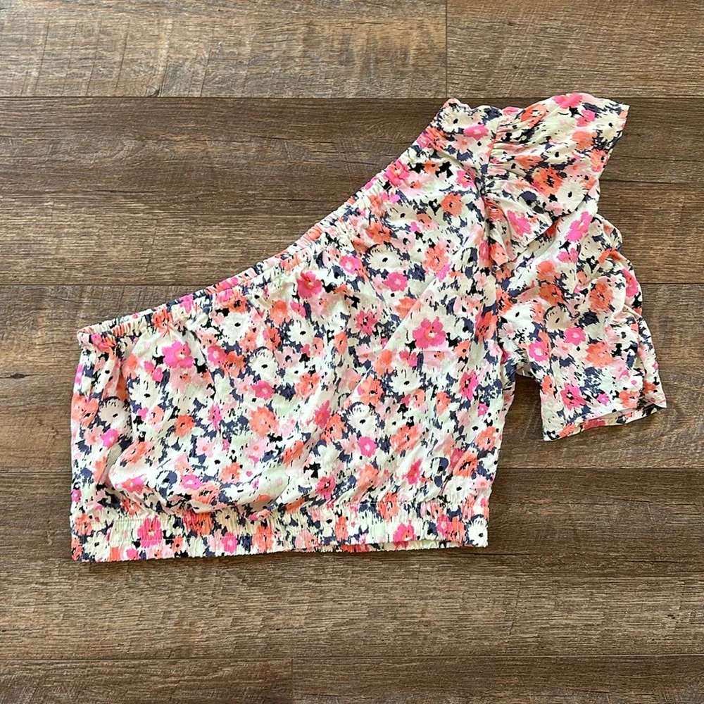 Universal Thread One Shoulder Floral Print Top - Picture 2 of 9